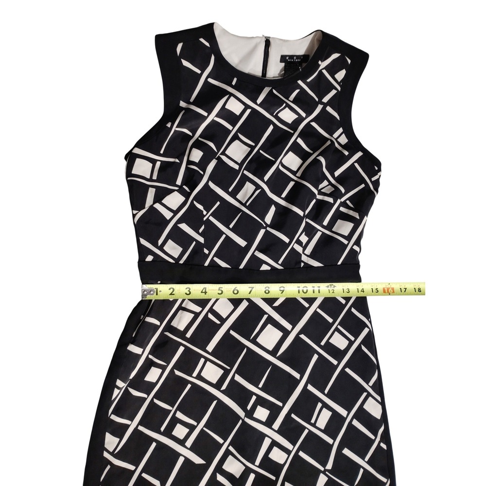 Enzo New York Black White Geometric Sheath Dress Women Size 4 Knee Length - Picture 4 of 11